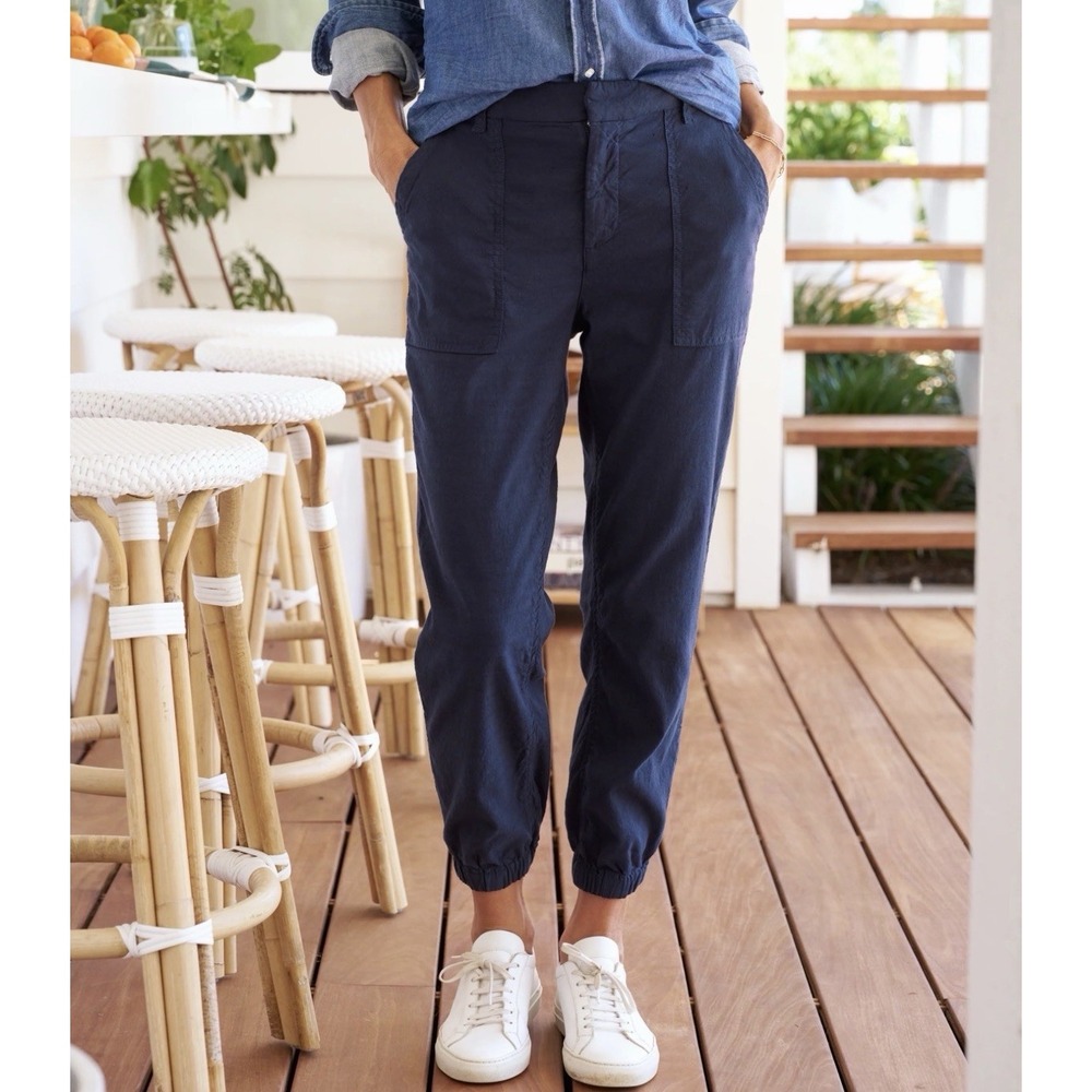 Frank & Eileen Jameson Utility Pants Womens Size 8 Blue Mid Rise Tapered Jogger